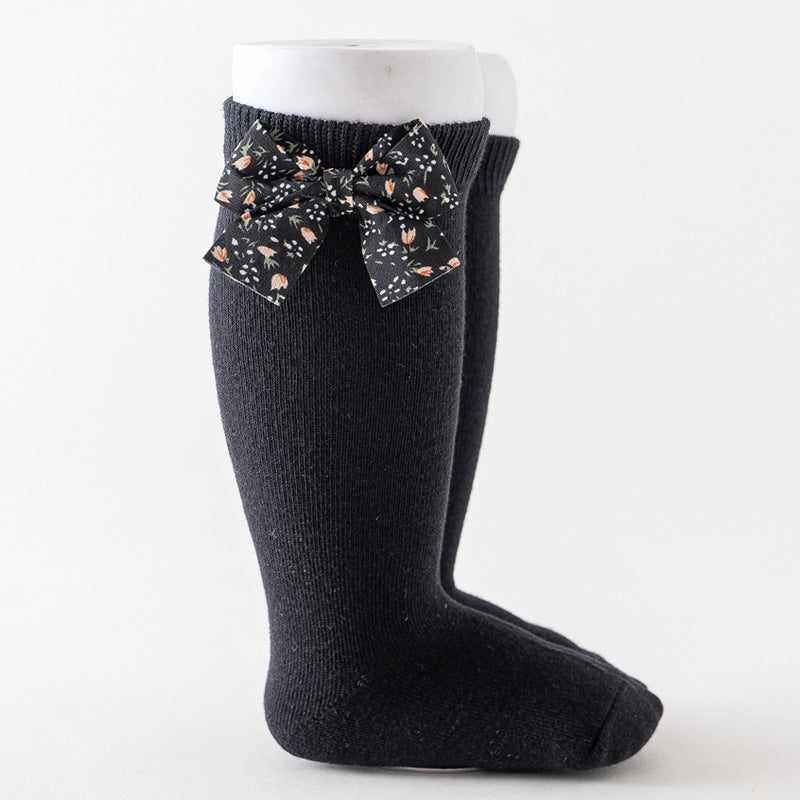 Baby Unisex Solid Color Bow Print Accessories Socks