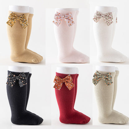 Baby Unisex Solid Color Bow Print Accessories Socks