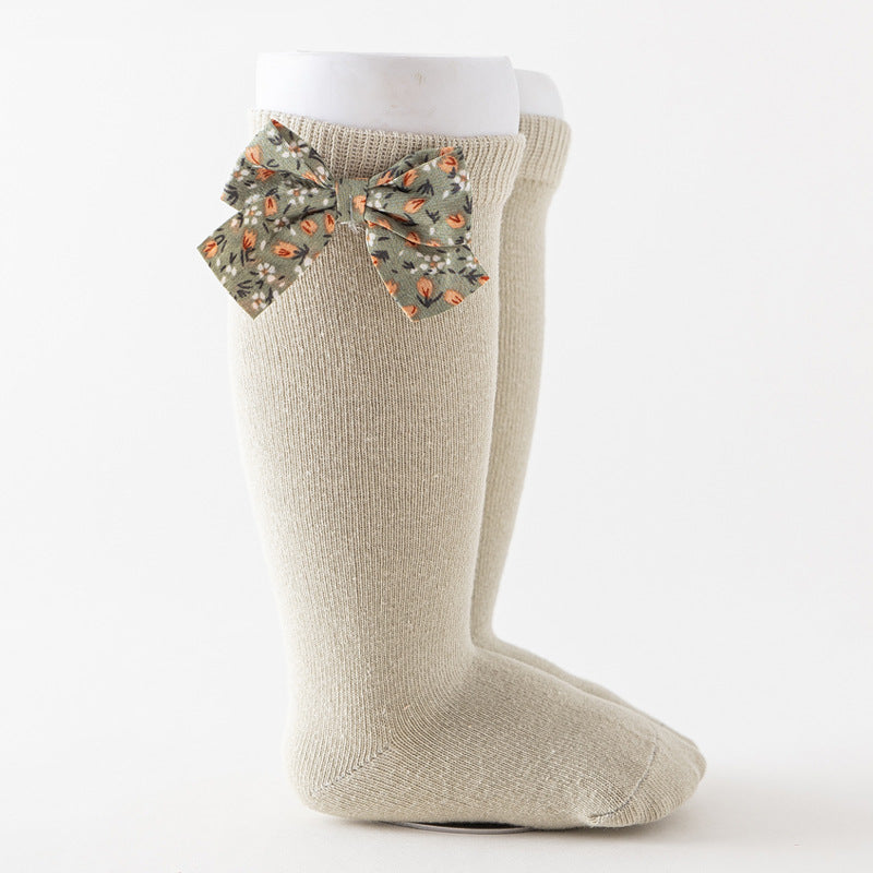 Baby Unisex Solid Color Bow Print Accessories Socks