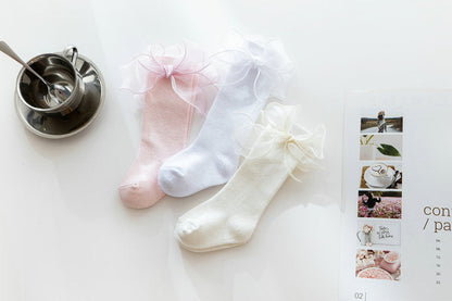Baby Kid Girls Solid Color Bow Accessories Socks