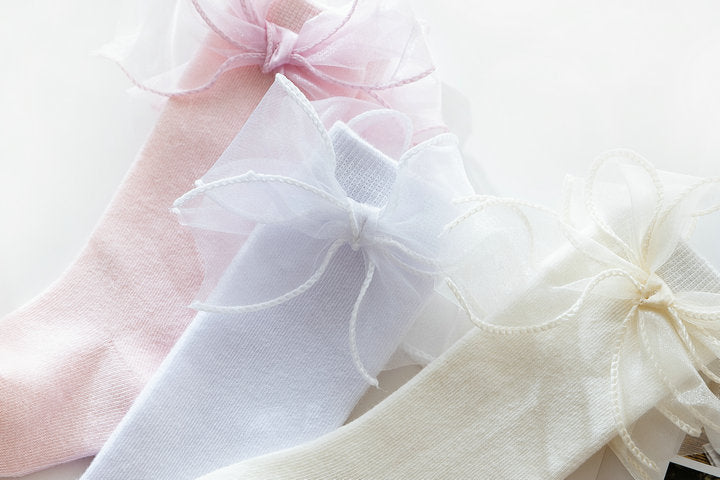 Baby Kid Girls Solid Color Bow Accessories Socks