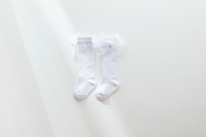 Baby Kid Girls Solid Color Bow Accessories Socks