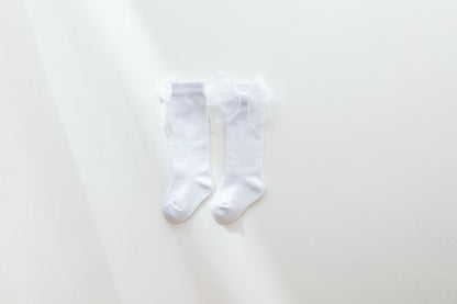 Baby Kid Girls Solid Color Bow Accessories Socks
