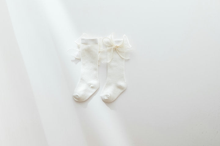 Baby Kid Girls Solid Color Bow Accessories Socks