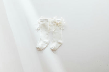 Baby Kid Girls Solid Color Bow Accessories Socks