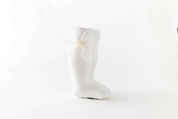 Baby Kid Girls Solid Color Bow Accessories Socks