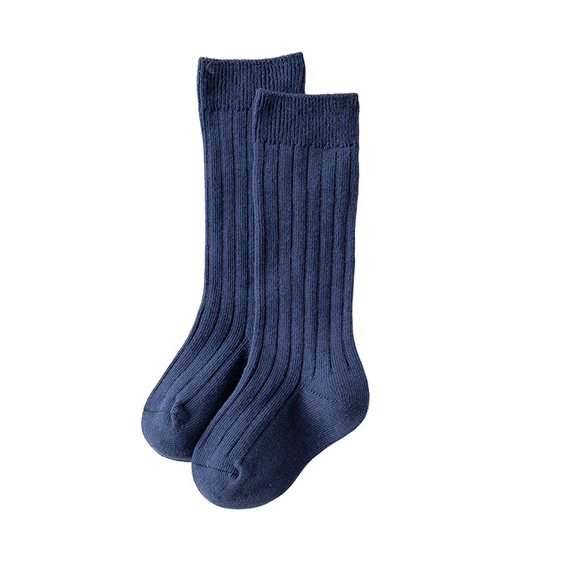 Girls Boys Solid Color Muslin&Ribbed Accessories Socks