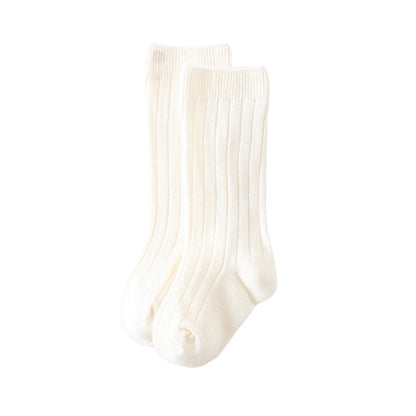 Girls Boys Solid Color Muslin&Ribbed Accessories Socks