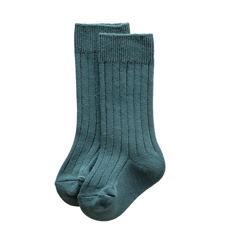 Girls Boys Solid Color Muslin&Ribbed Accessories Socks