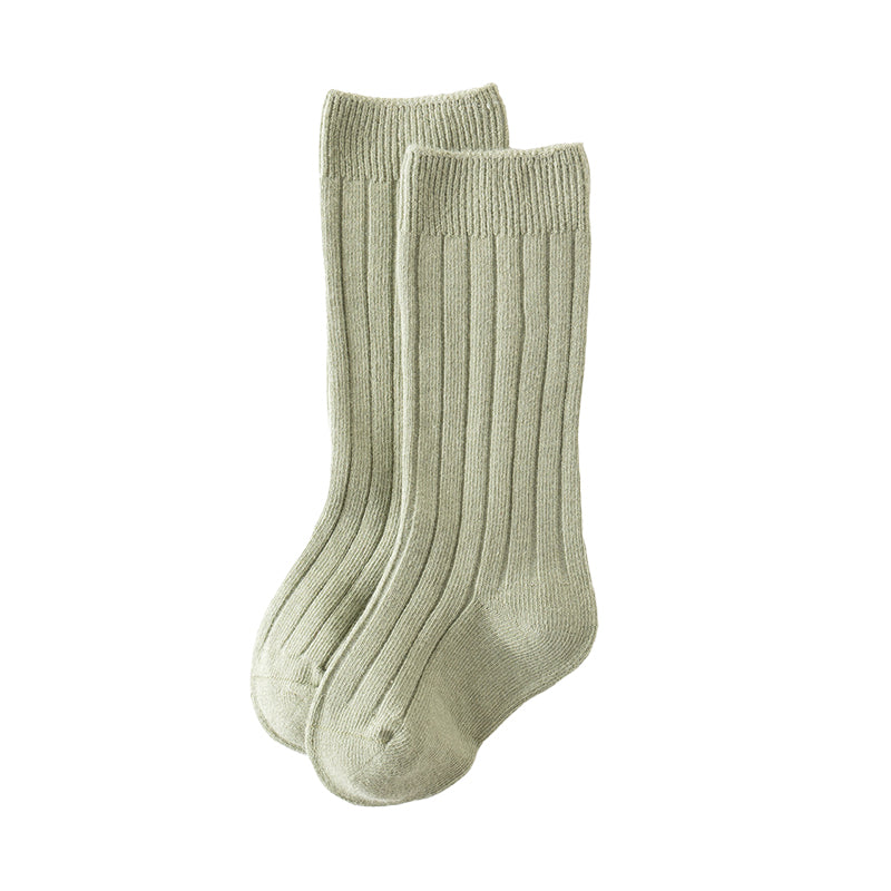 Girls Boys Solid Color Muslin&Ribbed Accessories Socks