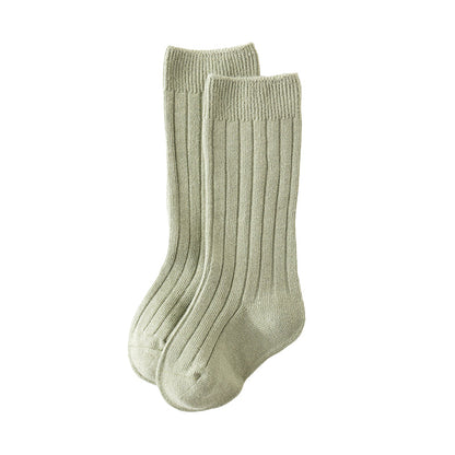 Girls Boys Solid Color Muslin&Ribbed Accessories Socks