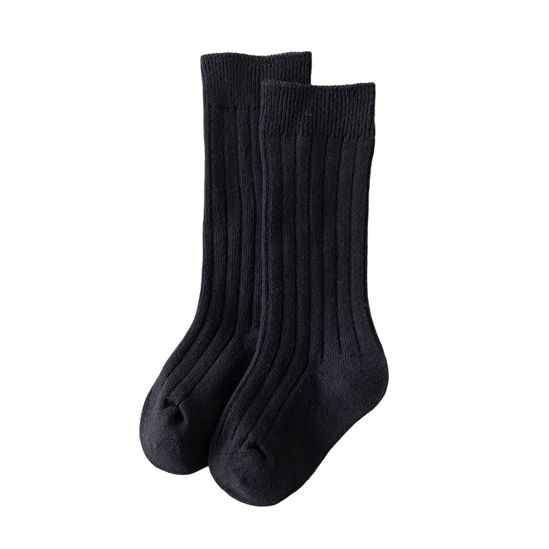 Girls Boys Solid Color Muslin&Ribbed Accessories Socks