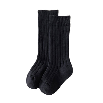 Girls Boys Solid Color Muslin&Ribbed Accessories Socks
