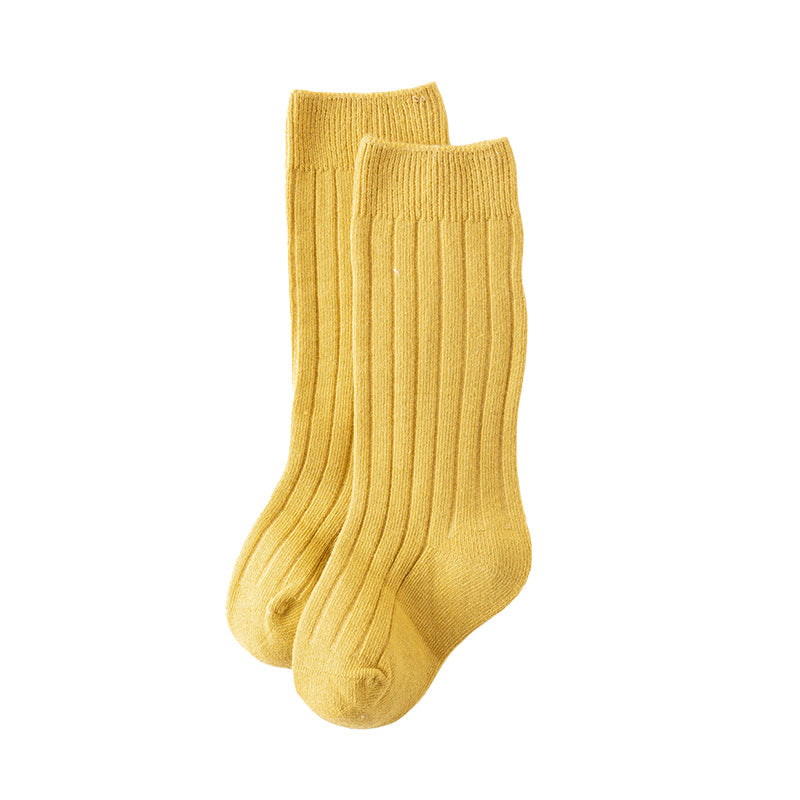 Girls Boys Solid Color Muslin&Ribbed Accessories Socks