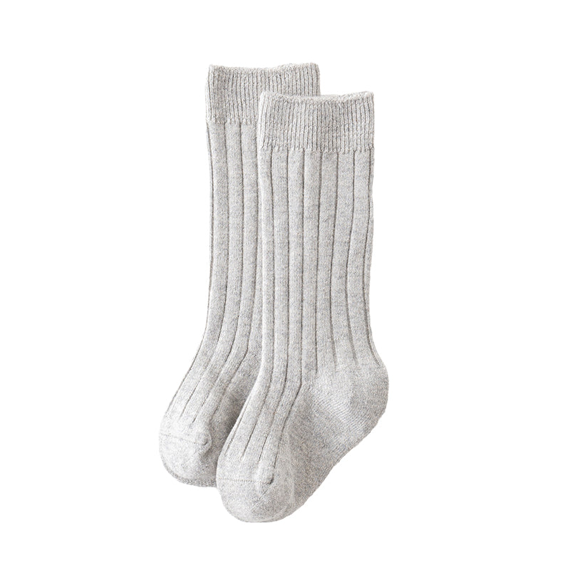 Girls Boys Solid Color Muslin&Ribbed Accessories Socks