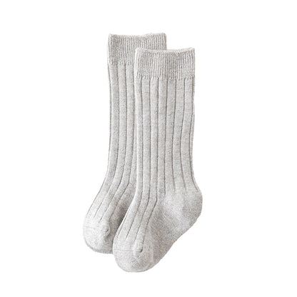 Girls Boys Solid Color Muslin&Ribbed Accessories Socks
