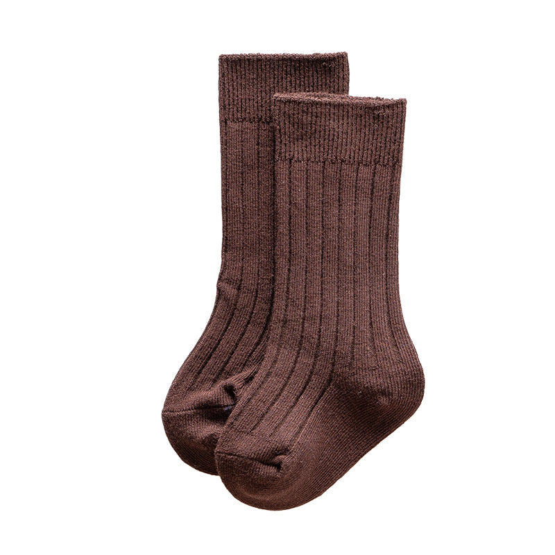 Girls Boys Solid Color Muslin&Ribbed Accessories Socks