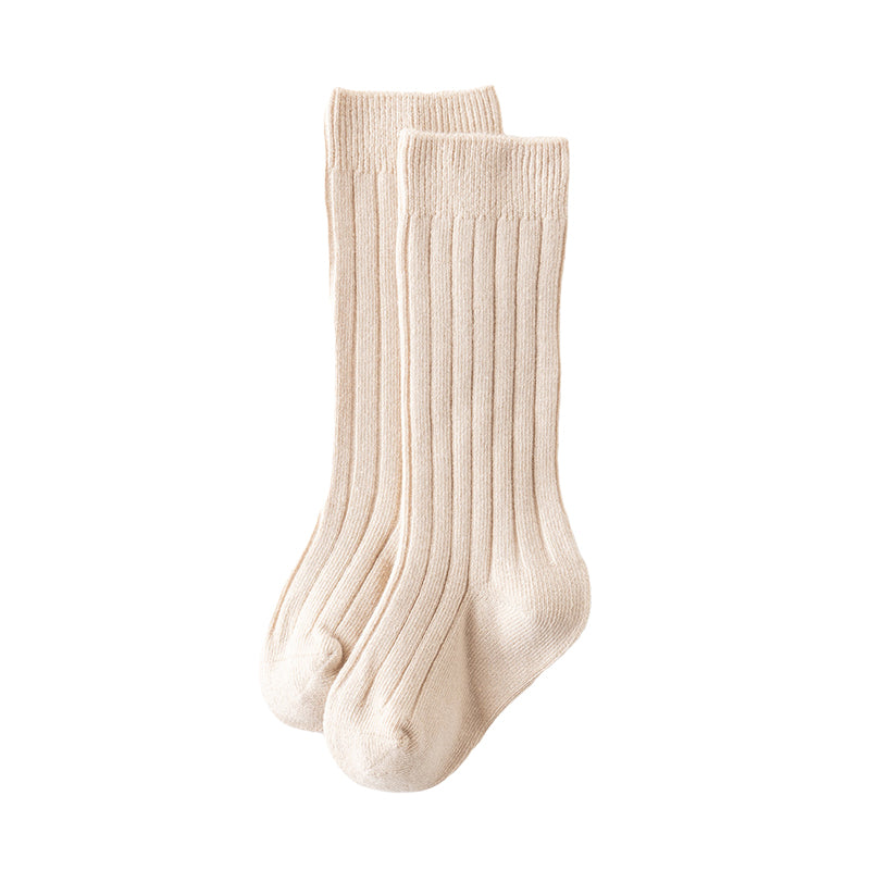 Girls Boys Solid Color Muslin&Ribbed Accessories Socks