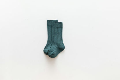 Girls Boys Solid Color Muslin&Ribbed Accessories Socks