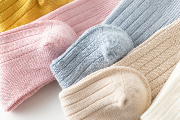 Girls Boys Solid Color Muslin&Ribbed Accessories Socks