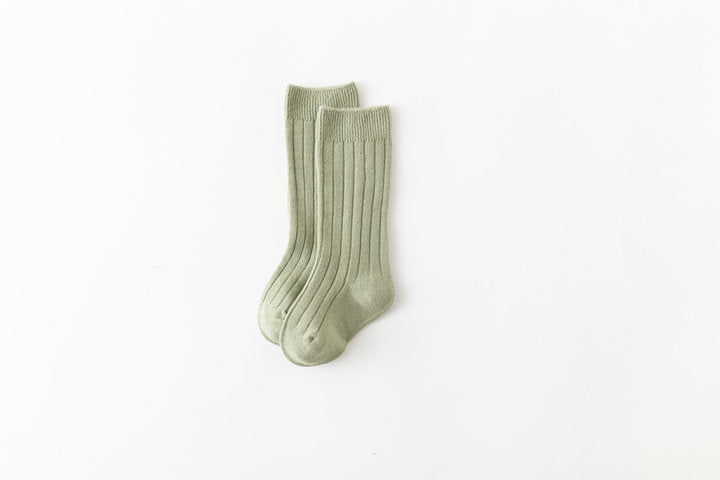 Girls Boys Solid Color Muslin&Ribbed Accessories Socks