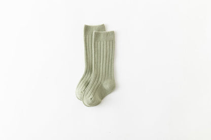 Girls Boys Solid Color Muslin&Ribbed Accessories Socks