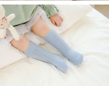 Girls Boys Solid Color Muslin&Ribbed Accessories Socks