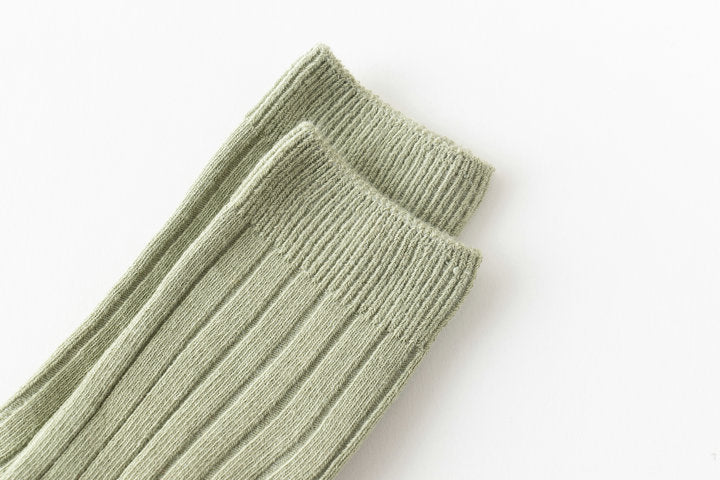 Girls Boys Solid Color Muslin&Ribbed Accessories Socks