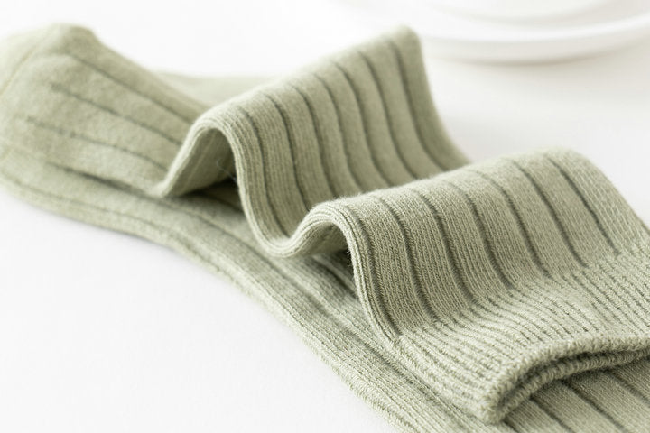 Girls Boys Solid Color Muslin&Ribbed Accessories Socks