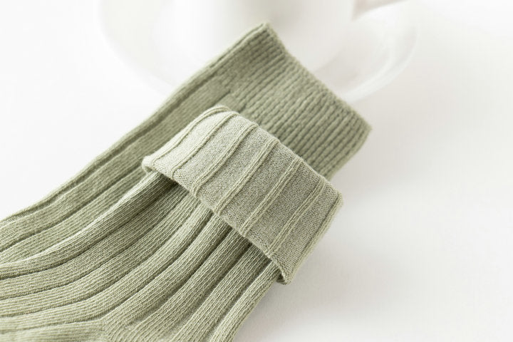 Girls Boys Solid Color Muslin&Ribbed Accessories Socks