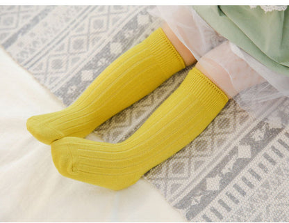 Girls Boys Solid Color Muslin&Ribbed Accessories Socks