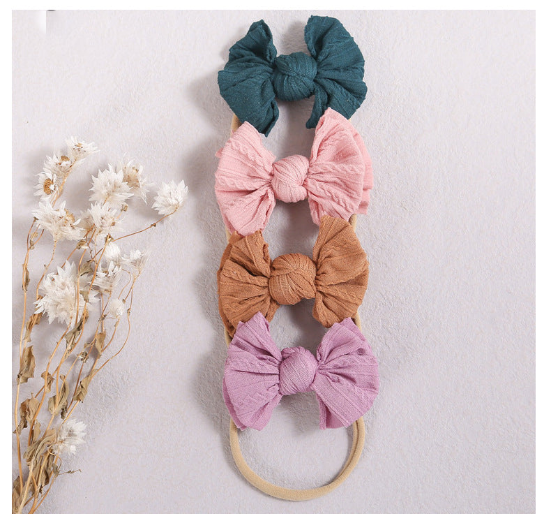 Baby Kid Girls Solid Color Bow Headwear