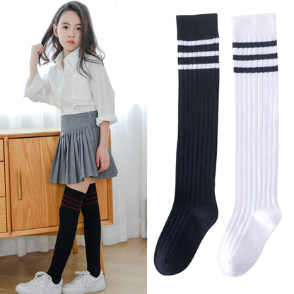 Girls Striped Muslin&Ribbed Accessories Socks Wholesale 22030220