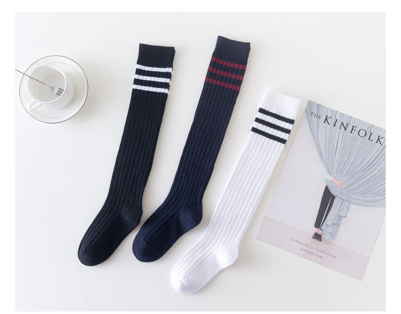 Girls Striped Muslin&Ribbed Accessories Socks Wholesale 22030220