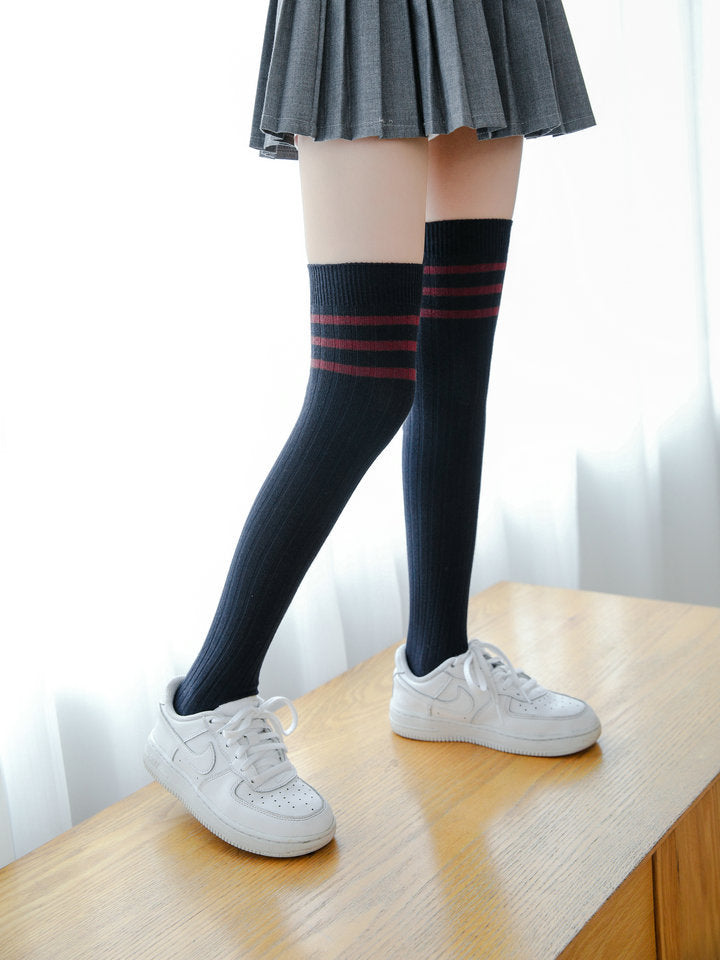 Girls Striped Muslin&Ribbed Accessories Socks Wholesale 22030220