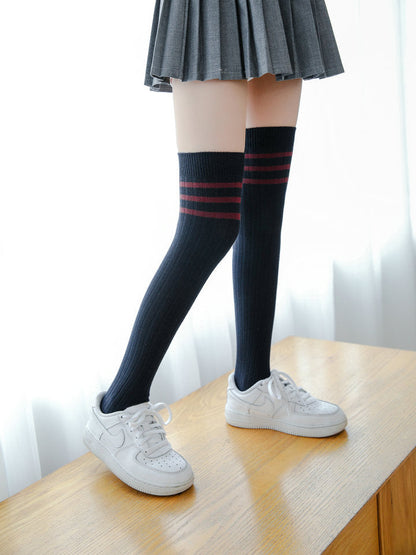 Girls Striped Muslin&Ribbed Accessories Socks Wholesale 22030220