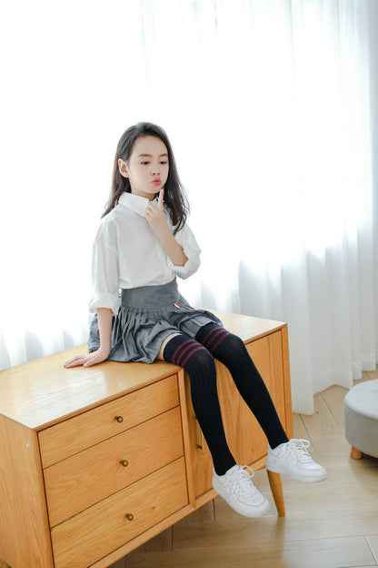 Girls Striped Muslin&Ribbed Accessories Socks Wholesale 22030220