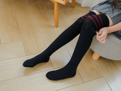 Girls Striped Muslin&Ribbed Accessories Socks Wholesale 22030220