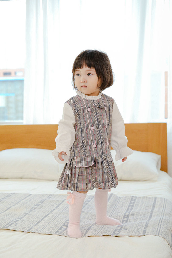 Girls Solid Color Bow Muslin&Ribbed Accessories Socks Wholesale 22030221