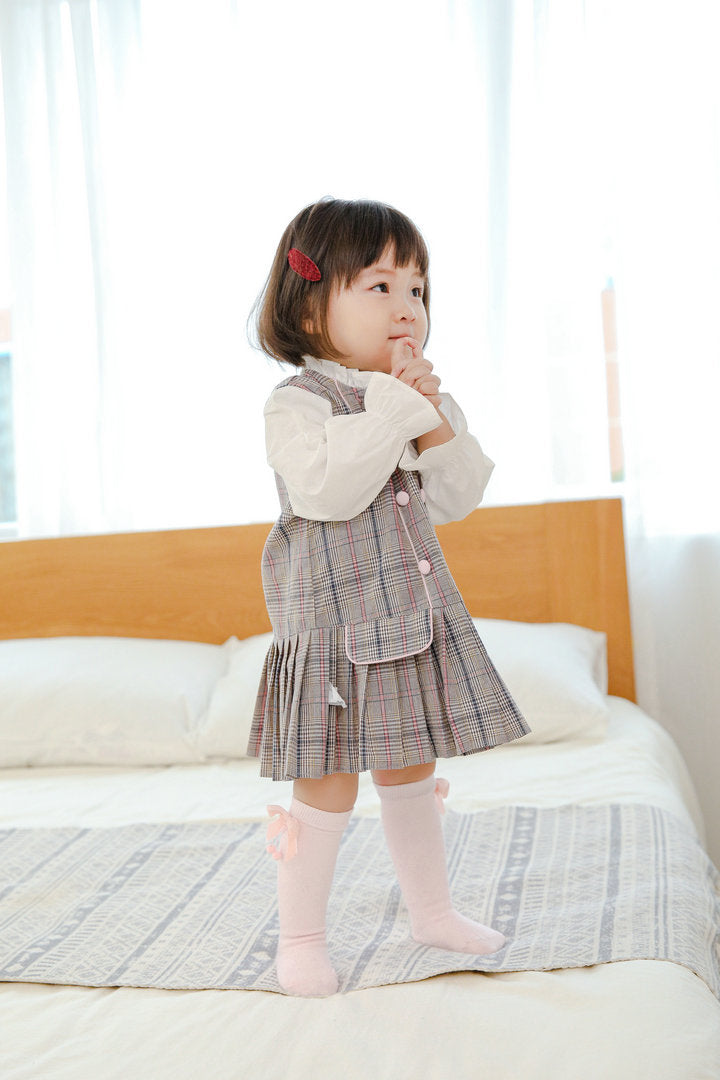 Girls Solid Color Bow Muslin&Ribbed Accessories Socks Wholesale 22030221