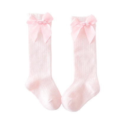 Baby Kid Unisex Solid Color Bow Accessories Socks Wholesale 22030224