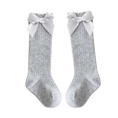 Baby Kid Unisex Solid Color Bow Accessories Socks Wholesale 22030224