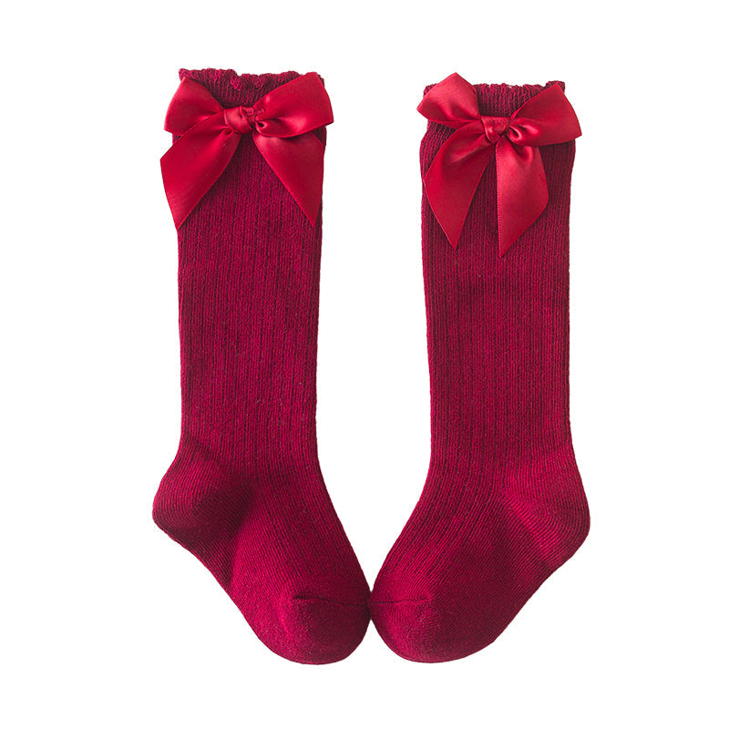 Baby Kid Unisex Solid Color Bow Accessories Socks Wholesale 22030224