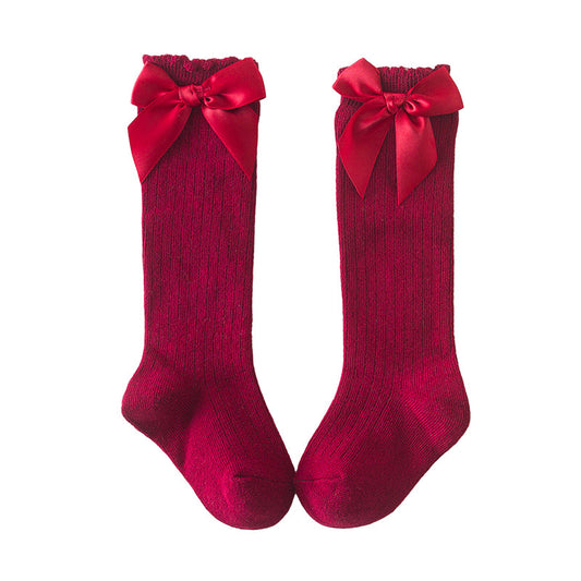 Baby Kid Unisex Solid Color Bow Accessories Socks Wholesale 22030224