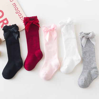 Baby Kid Unisex Solid Color Bow Accessories Socks Wholesale 22030224