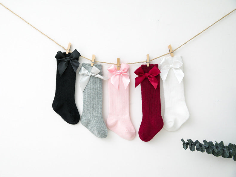Baby Kid Unisex Solid Color Bow Accessories Socks Wholesale 22030224