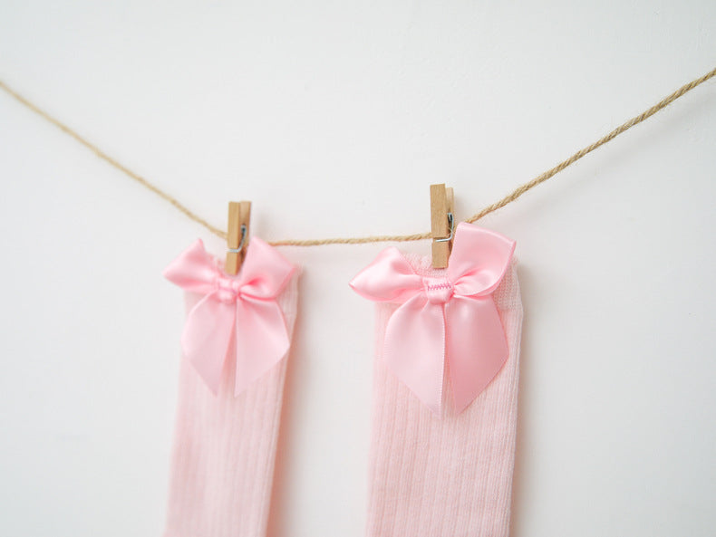 Baby Kid Unisex Solid Color Bow Accessories Socks Wholesale 22030224