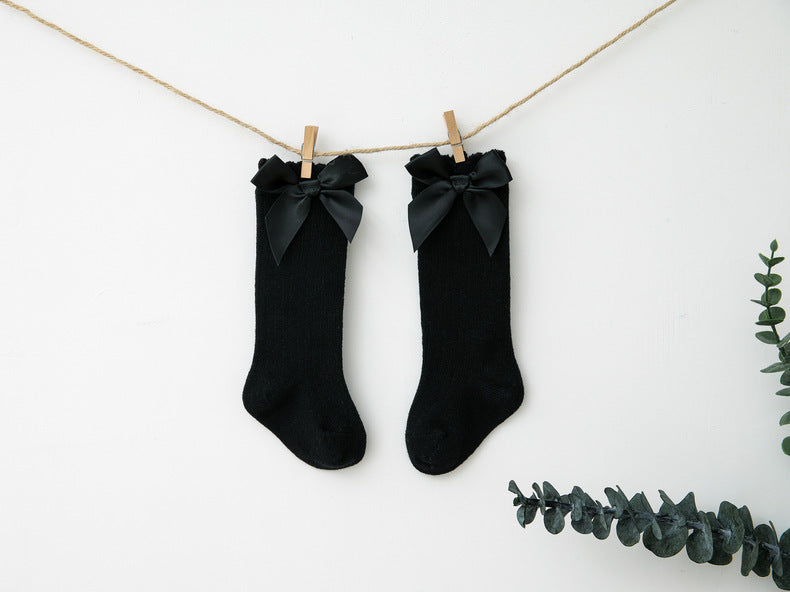 Baby Kid Unisex Solid Color Bow Accessories Socks Wholesale 22030224