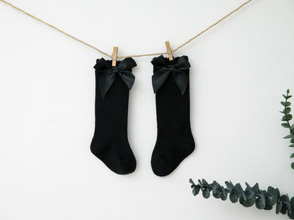 Baby Kid Unisex Solid Color Bow Accessories Socks Wholesale 22030224