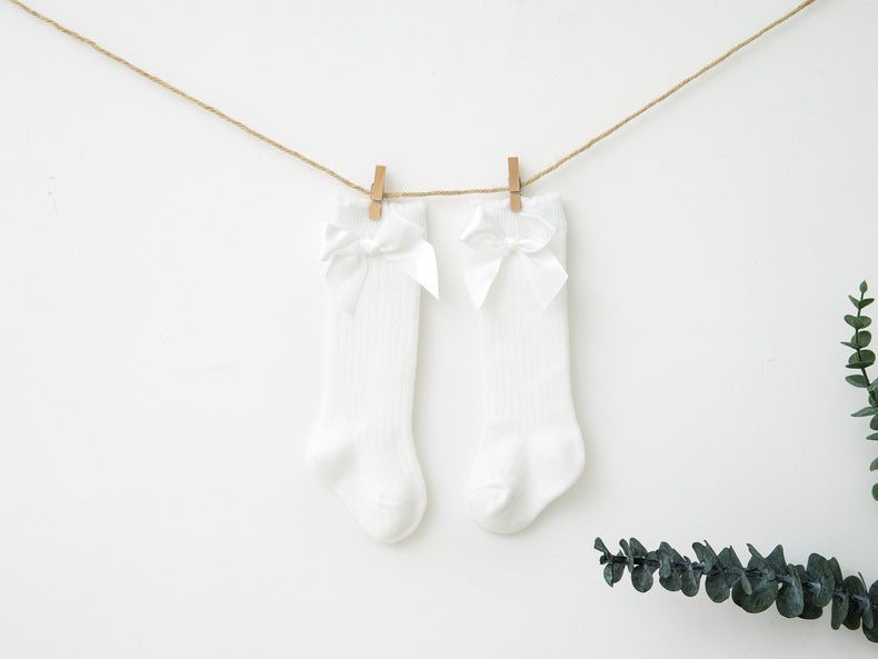 Baby Kid Unisex Solid Color Bow Accessories Socks Wholesale 22030224